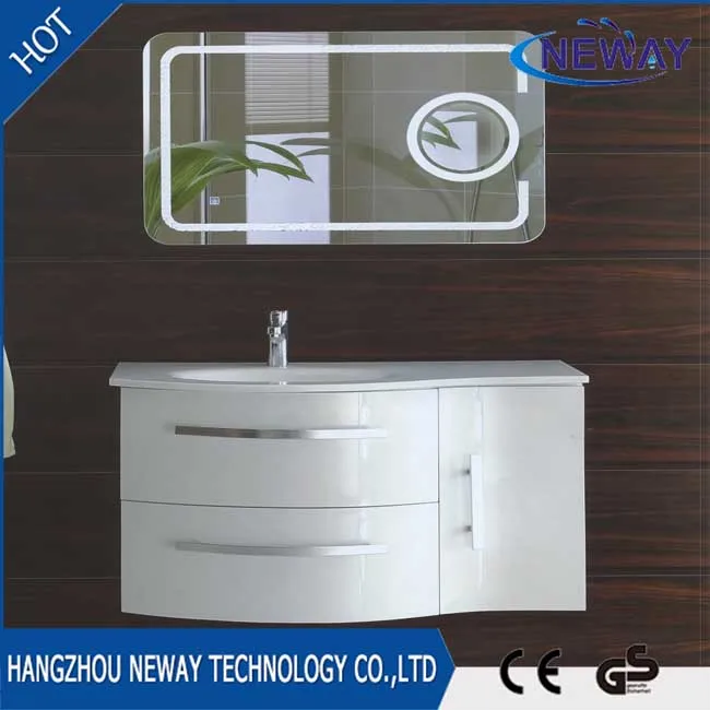 Modern Pvc Floating Bathroom Vanity with Led Mirror