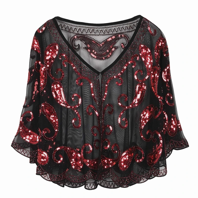 
Женская вечерняя накидка с блестками и бусинами 1920s 