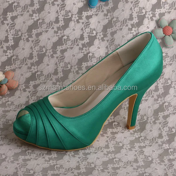 Mint Green Satin Platform Dress Wedding Shoes for Women
