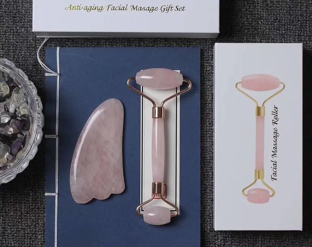 Натуральный нефритовый ролик для лица и массажный инструмент гуаша для лица, глаз, шеи, кожи, массажа тела и омоложения кожи, похудения