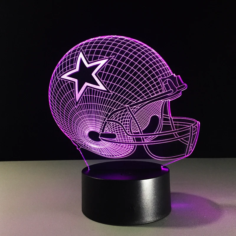 
Dallas Cowboys шлем lamparas 3d светодиодные лампы 7 видов цветов изменения Акриловые USB led Настольная лампа для детей подарок Креативный ночной Светильник декора для дома 