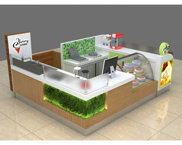 High Quality Coffee Bubble Tea Ice Cream Kiosk and Cafe Display Counter Design for Sale