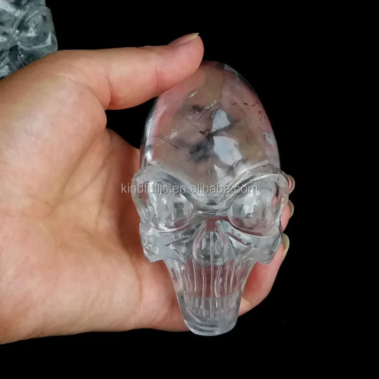 天然水晶の手彫り宇宙人の頭蓋骨 天然クリアクォーツクリスタルエイリアンスカル卸売向け手彫り