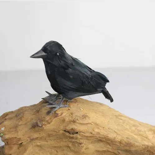 Artificial Crow Bird Crafts Realistic Party Halloween Art Feather Prop Raven
