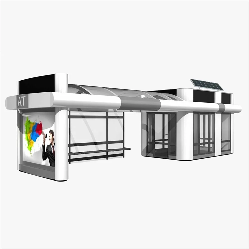Modern Stainless Steel Solar Smart Bus Stop Shelter for Sale
