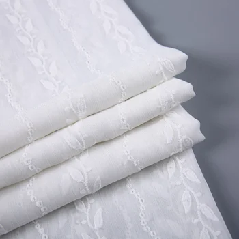 75D*75D White chiffon soft hand feel mesh korean crepe baby embroidered cotton fabric for garment