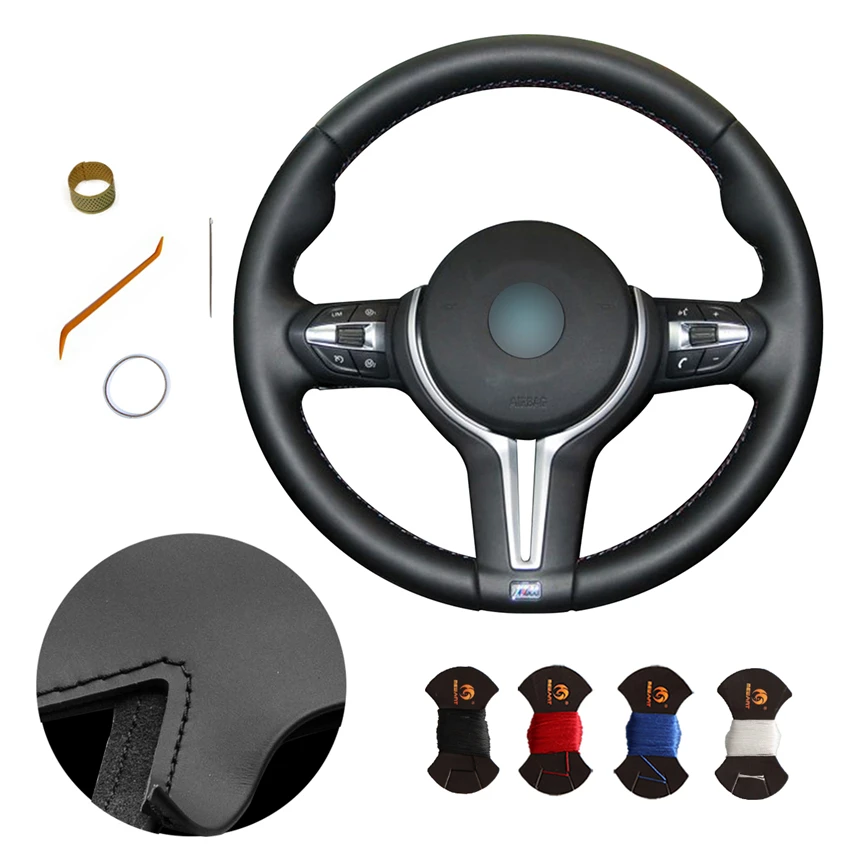 Sew Black Artificial Leather Steering Wheel Cover For Bmw F87 M2 F80 M3 F M4 M5 F12 F13 M6 F85 X5 M F86 X6 M F33 F30 M Sport Buy Artificial