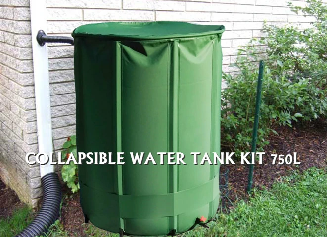 Flexible Pvc Tarpaulin Water Tank 750l Collapsible Rain Barrel Butt ...