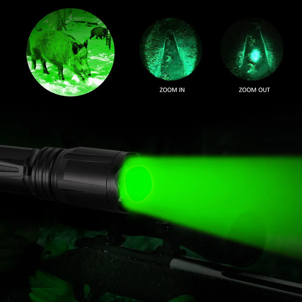 Single 1 Mode LED 150 Yard Green Light Flashlight Torch Fishing