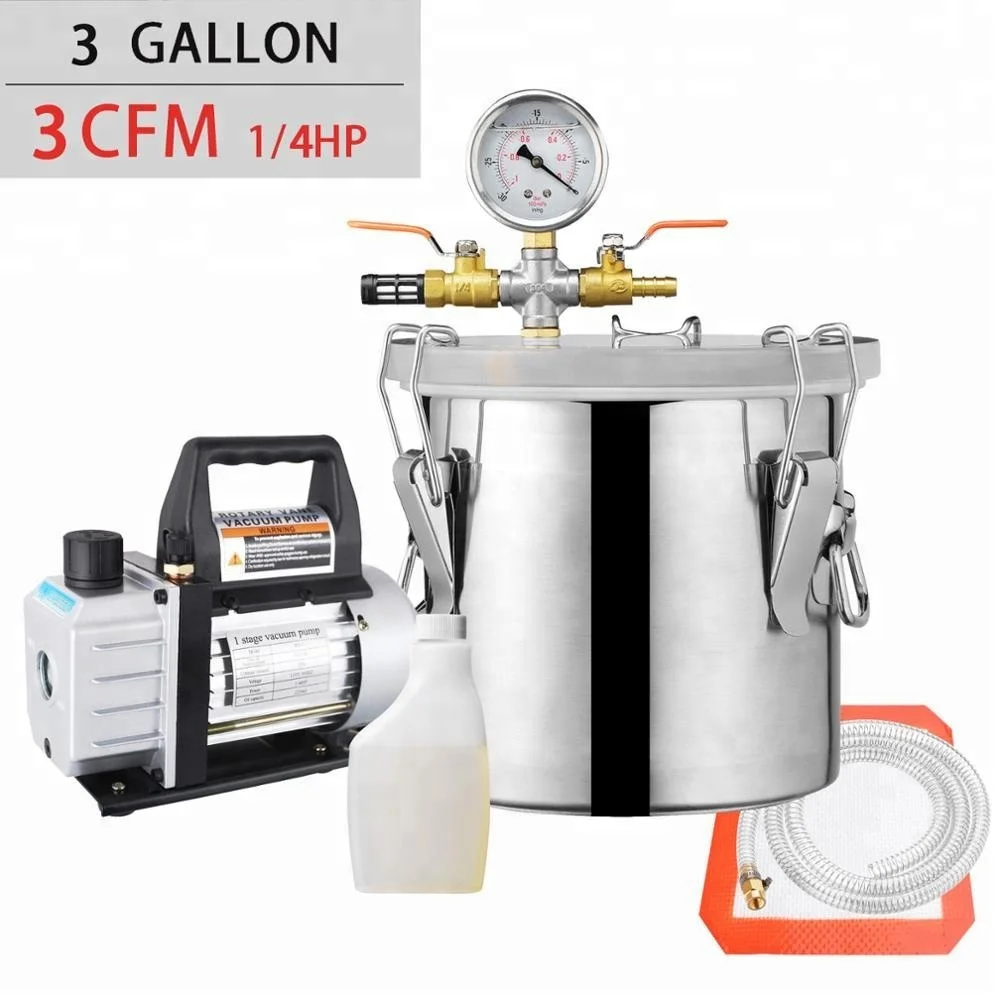 Not for Wood Stabilizing 1 1/2 Gallon Vacuum Degassing Chamber Kit with 3 CFM Vacuum Pump 