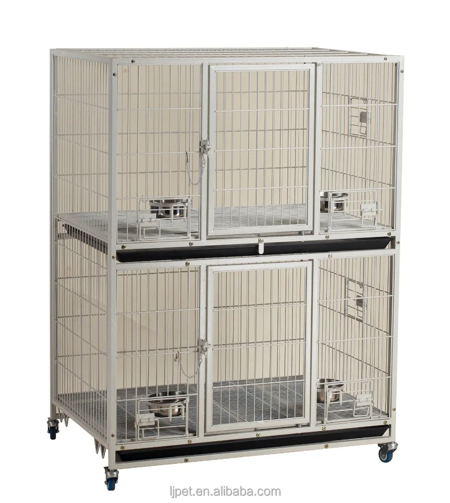 white dog cages