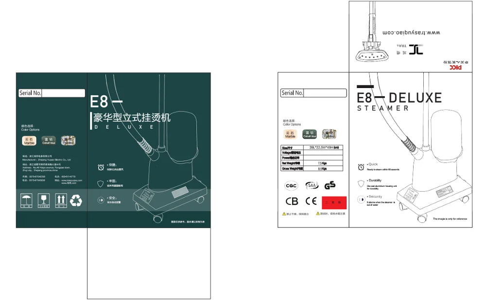 Tras E8 Deluxe Electric Professional Clothes Steamer 3.5l Large