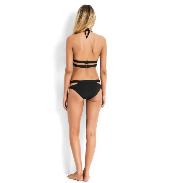 2022 Backless Tankini Two Pieces Black Sexsi Bikini Bind the Double Buckle Swimming Suit Women