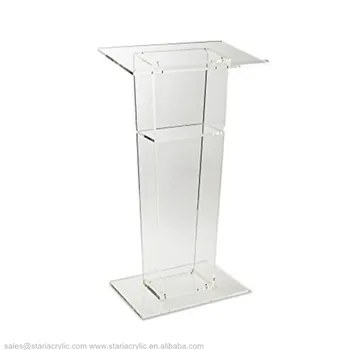 Acrylic Single Shelf Podium Lectern Transparent Floor Standing Acrylic ...