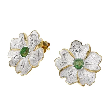 Wholesale Fashion 925 Silver Peony Flower Novelty Christmas Earrings For Girl