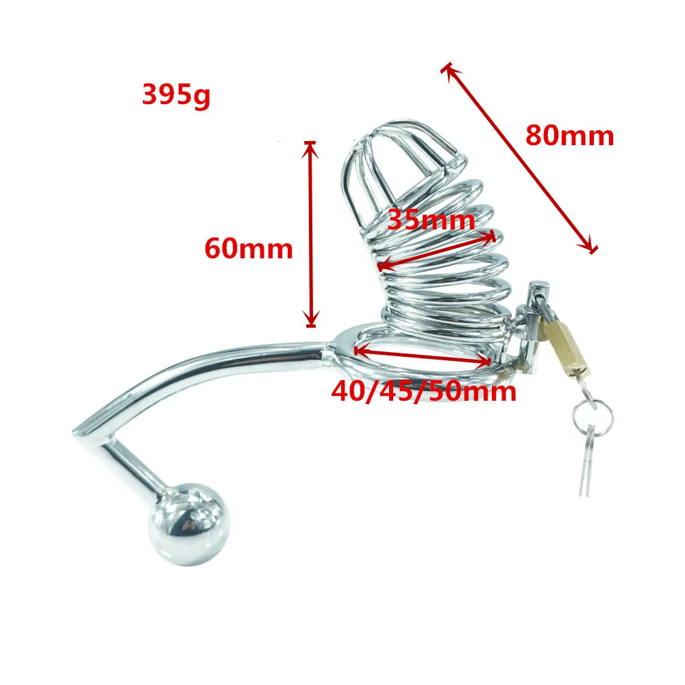 Funny steel metal male chastity device cage with anal hook plug cock ring|  Alibaba.com