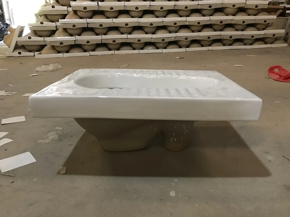 Public WC Used Type of Asian Bathroom Design Squatting Pan Toilet