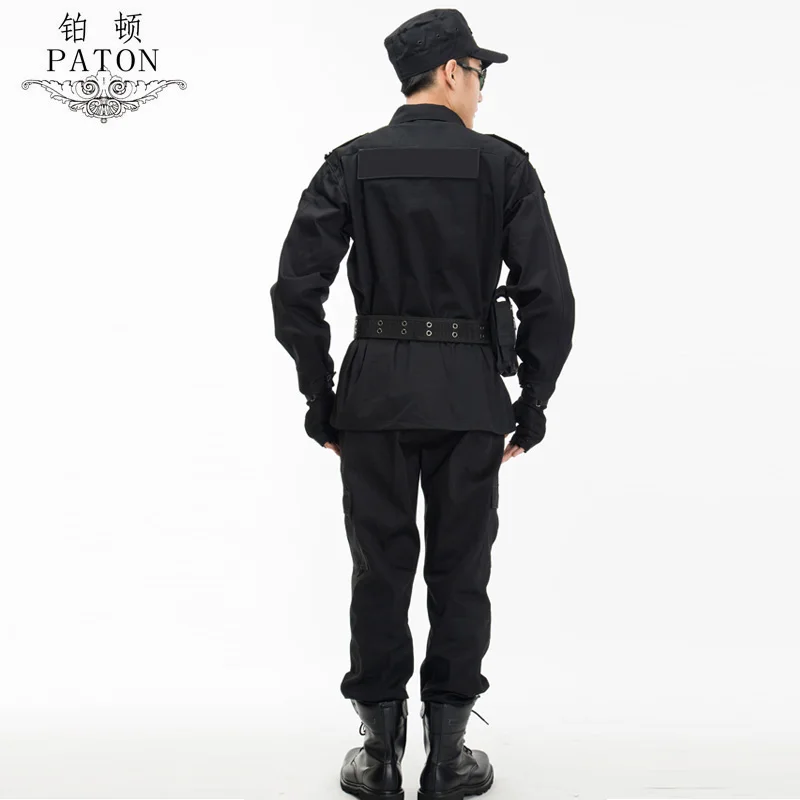 カスタム工場価格 ブラック清掃員警備員巡回員作業服警備員制服 メンズ