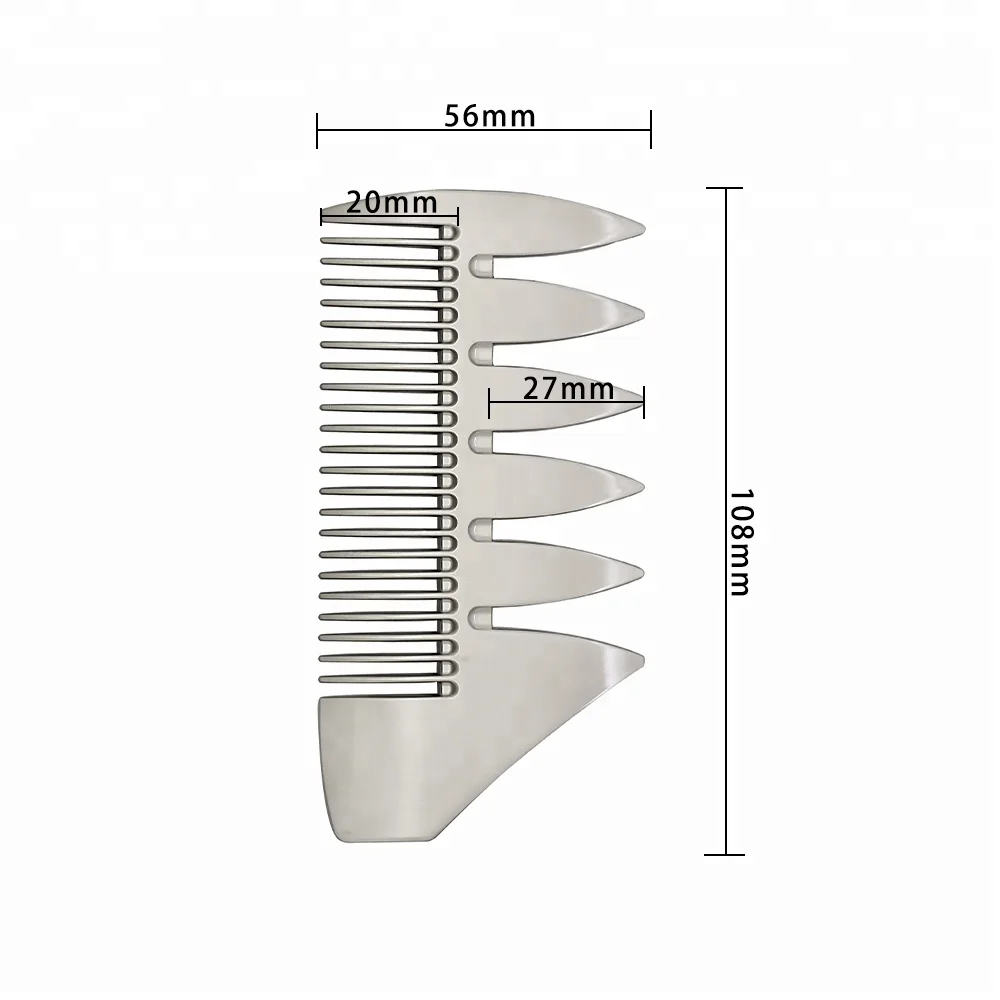 Electroplating Smooth Surface Beard Men Pocket Comb Metal Double Side Wide BigTooth Comb