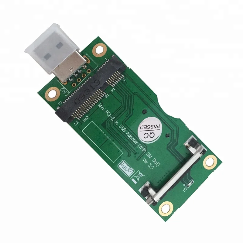 USB Adapter for WWAN/LTE Module Green Mini PCI-E to USB with SIM 8IN Slot 