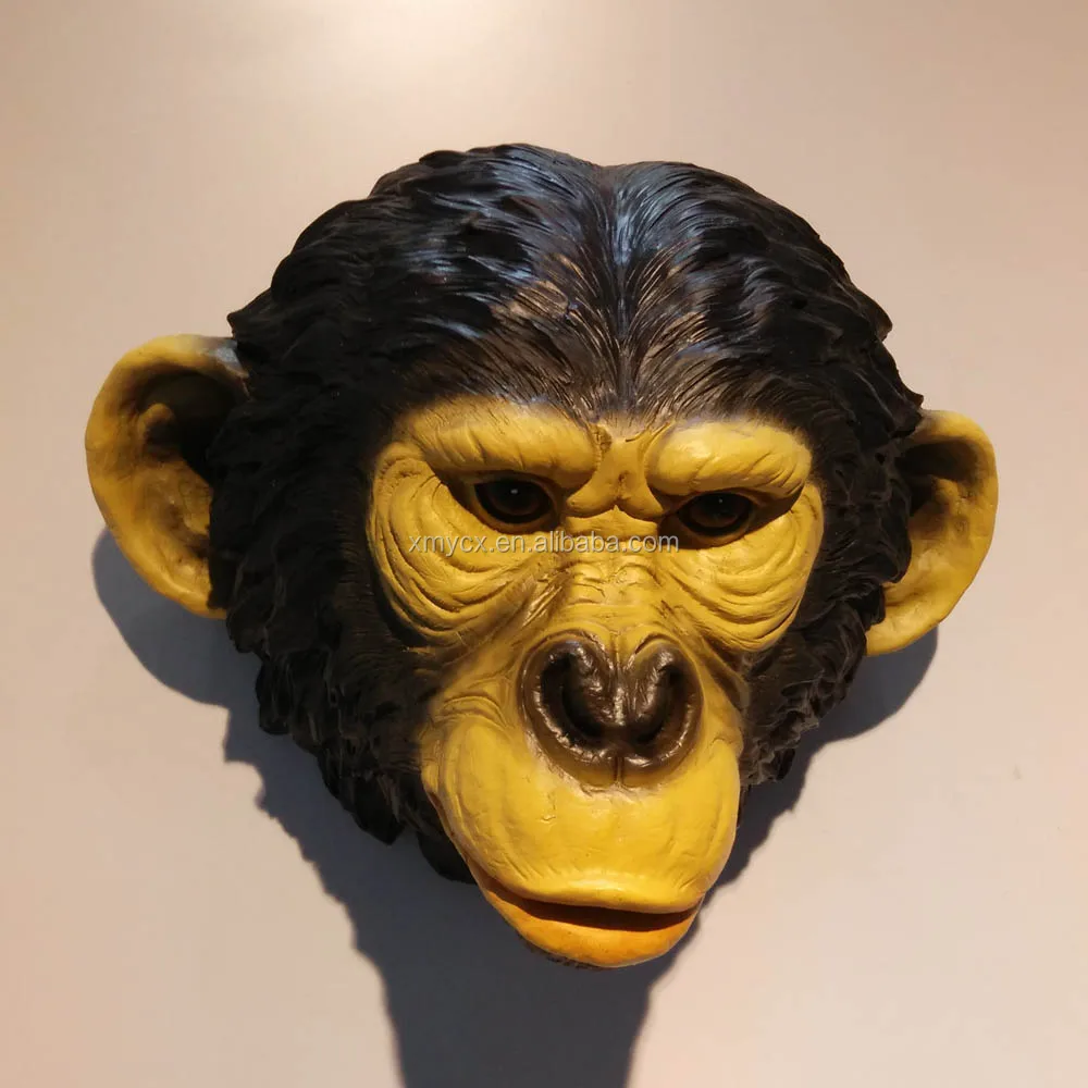 Polyresin Wall Mount Realistic Monkey Head for Home Decoration