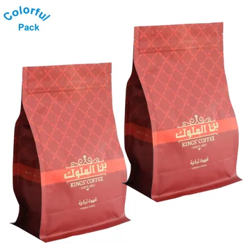Food Grade Customized Printing Packaging Flat Bottom Side Gusset Reusable Matt Black Coffee Bags