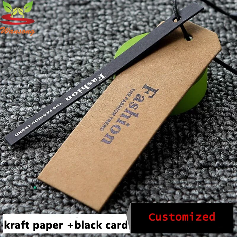 Бирка для платья из крафт-бумаги с индивидуальным принтом, бирка для одежды, бирки для джинсов с вашим собственным логотипом