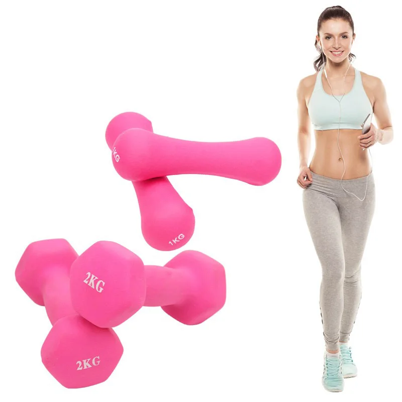 Гантели с шестигранной неопреновой ручкой разных цветов для женщин, 1 фунт