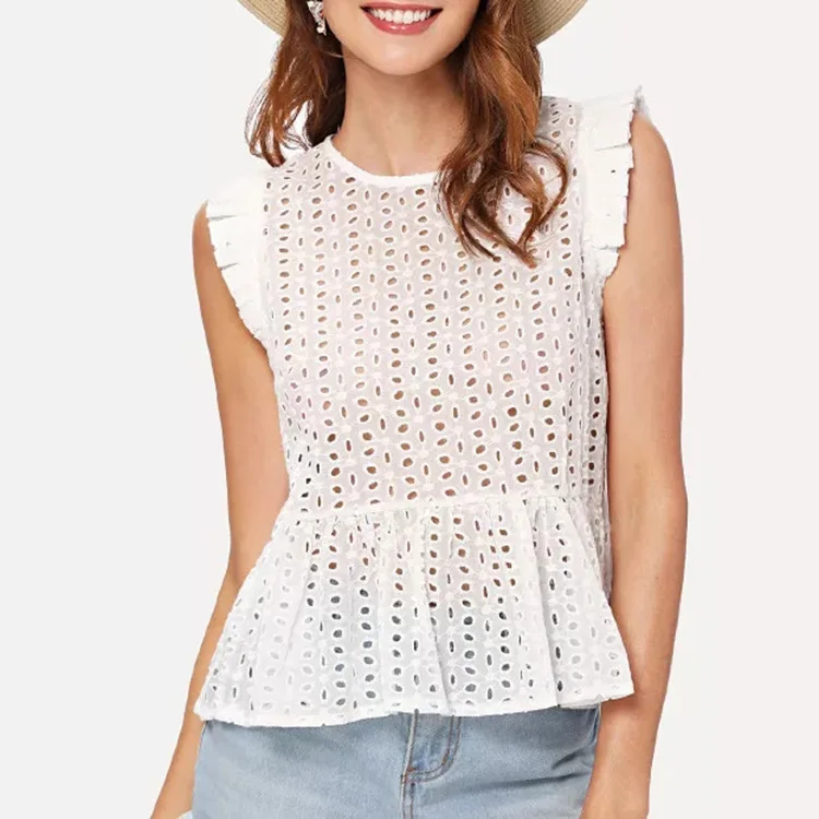 ladies white ruffle shirt