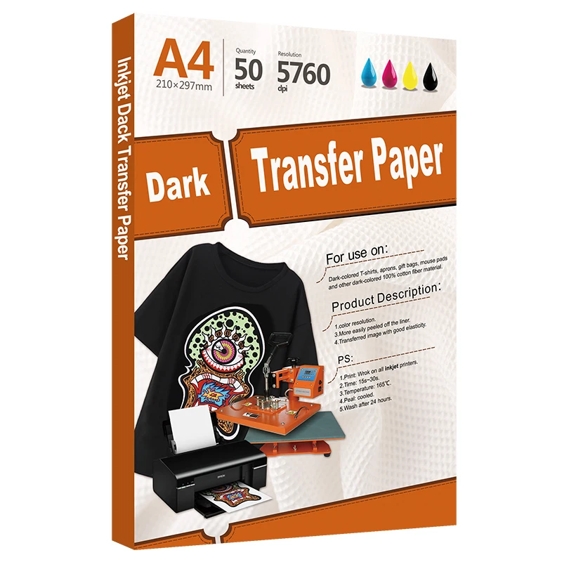 A4 Dark Heat Transfer Paper for Inkjet T-Shirt Printing