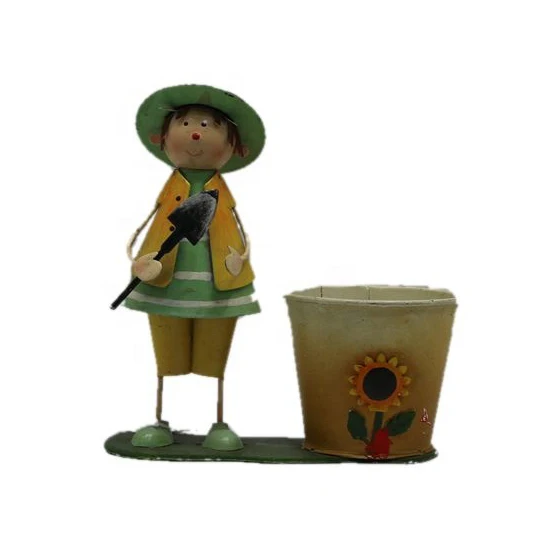 Durable Metal Craft   Boy and Girl Flower Pot SG101107-6A