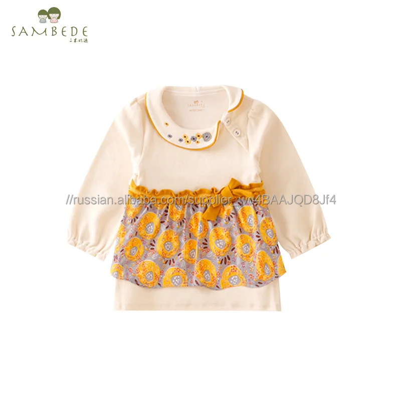 Sambede От 1 до 5 лет милые девушки рапель с длинным рукавом цветок футболка Топ для маленьких девочек зимняя одежда SM6D5667
