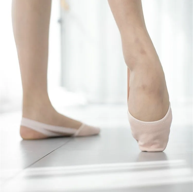 Professional High Quality Pink Stretch Canvas Durable Rhythmic Gymnastics Half Shoes