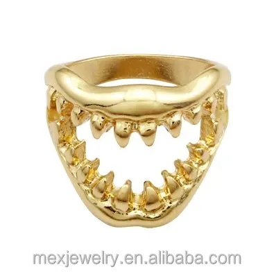 Chic Shark Tooth Skull Hell Demon Mouth Goth Emo Punk Fancy Dress Finger Ring