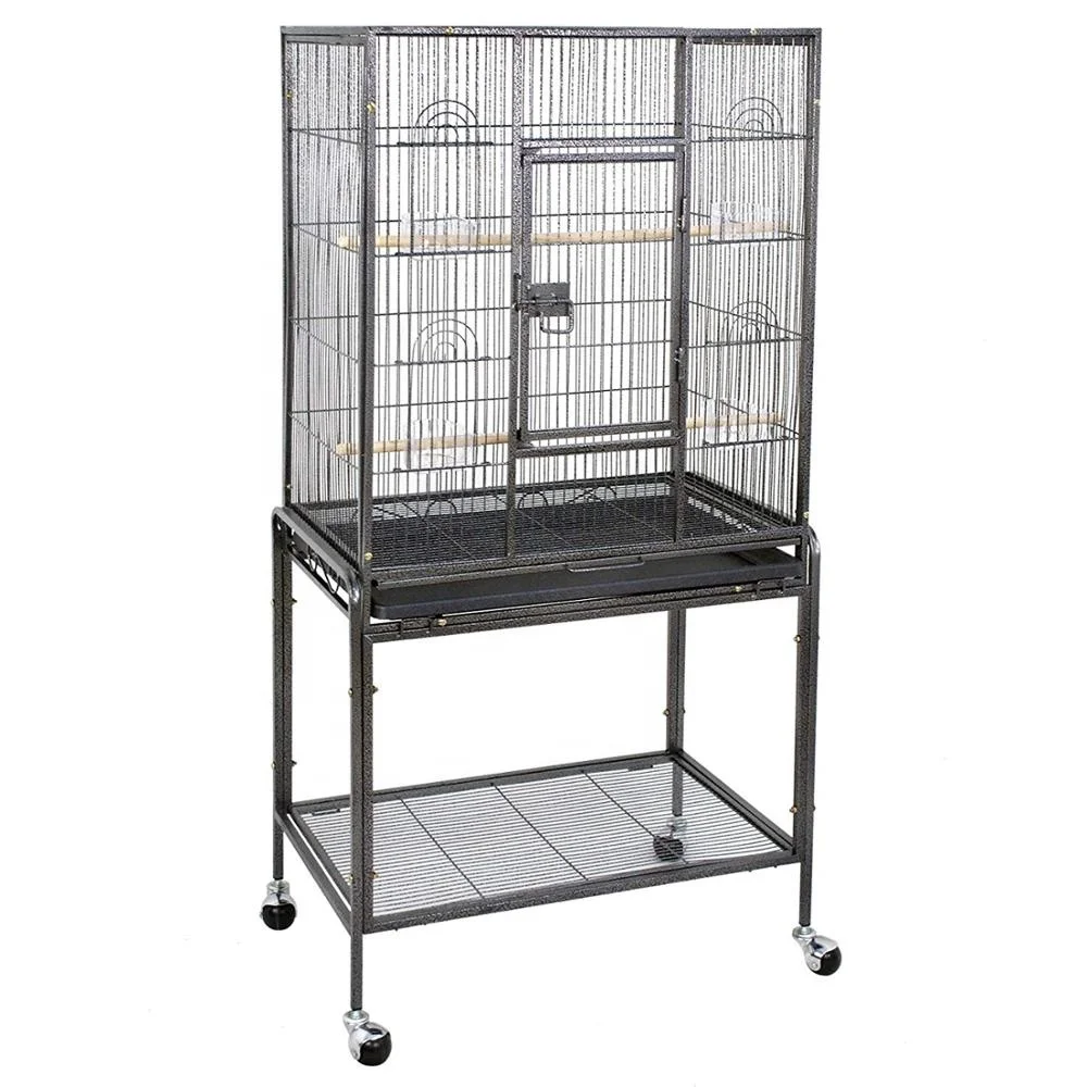 Wrought Iron Select Rolling Large Play Bird Stand Cages for African Grey Parrots Cockatiels Parakeets Green Cheeked Conure