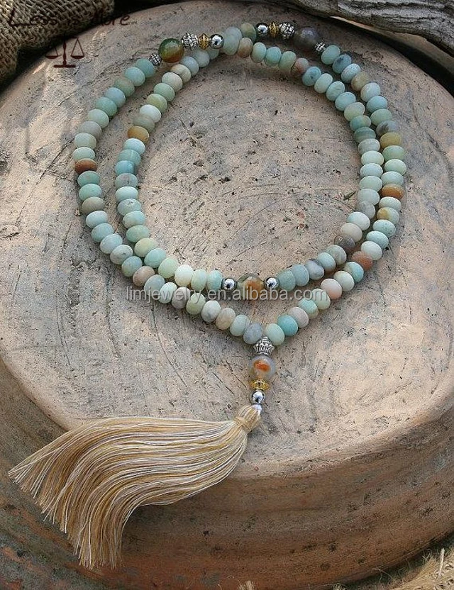 Details about   8mm Natural Frosted Amazonite 108 Beads Tassels Necklace Elegant Colorful 