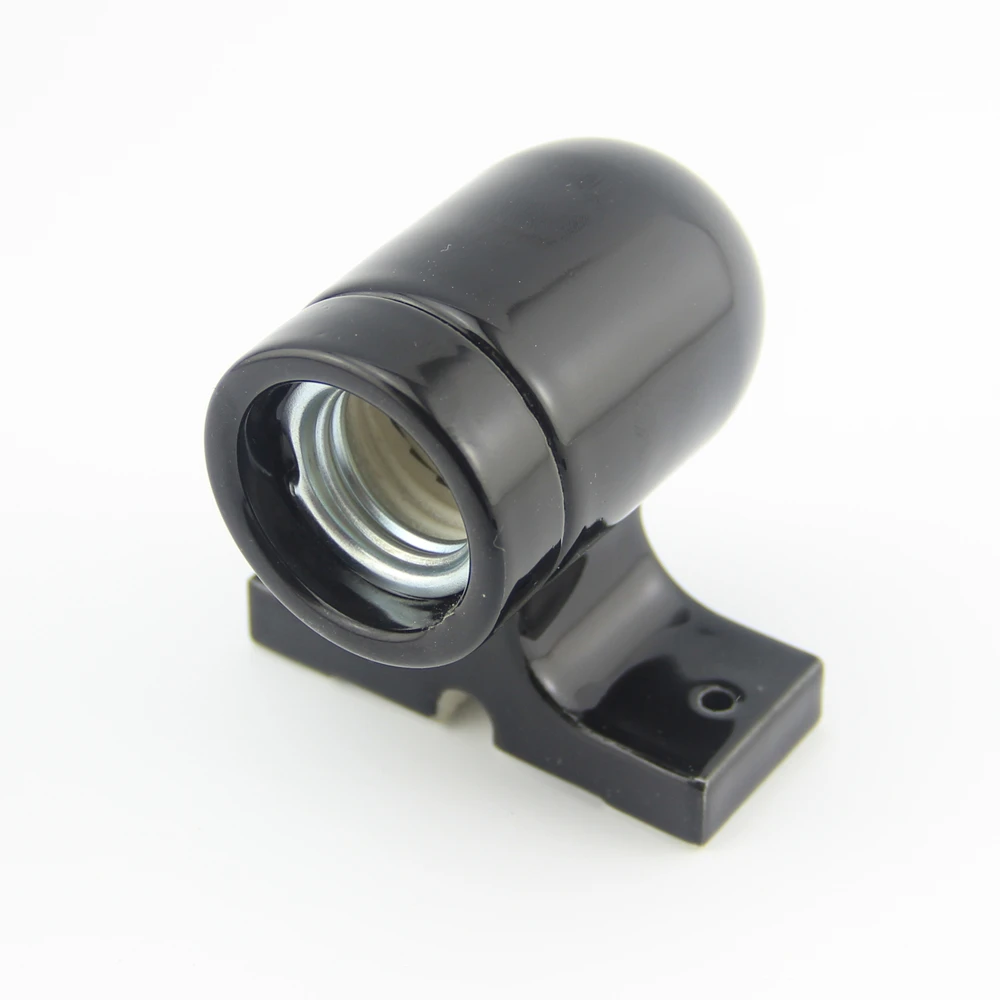 Keruida Retro Porcelain Lamp Holder Black E27 Bulb Holder For Ceiling