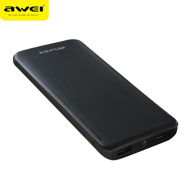 Factory ODM OEM Service 10000mAh Power Bank Awei P51K Portable 2 USB Power Bank Fast Charging