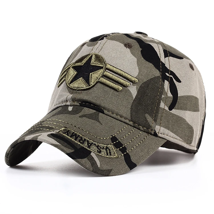 男士刺绣美国军队纯棉牛仔面料战术棒球帽 6 面板运动帽
