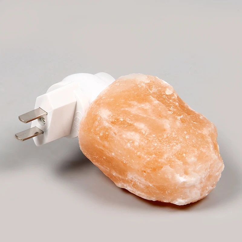 Ночник из гималайской соли, настенный светильник ручной работы из натуральной соли с вращающейся на 360 градусов вилкой