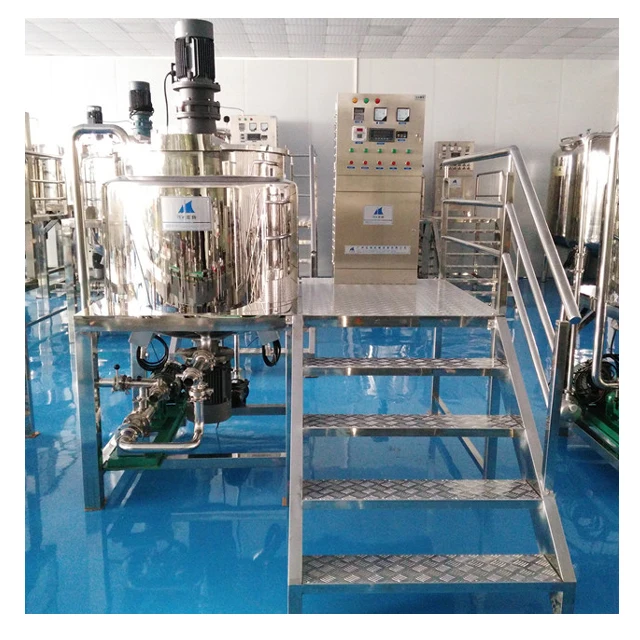 Homogenizer tank Blending Cream Jacketed Liquid Mixer tank Heating Stainless Steel Mixing tank with Agitator Heater