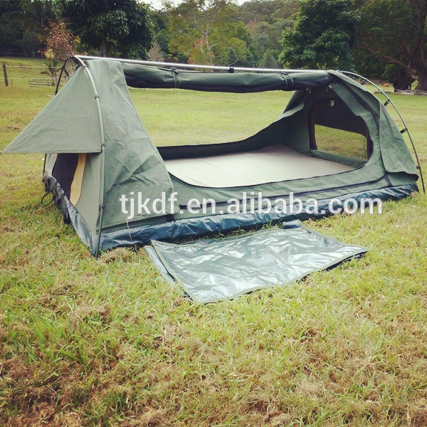 Australian Dome Style Double Canvas Swag for Adults Aluminum Pole Automatic Outdoor Camping Swag Family Hiking 2 Person Capacity