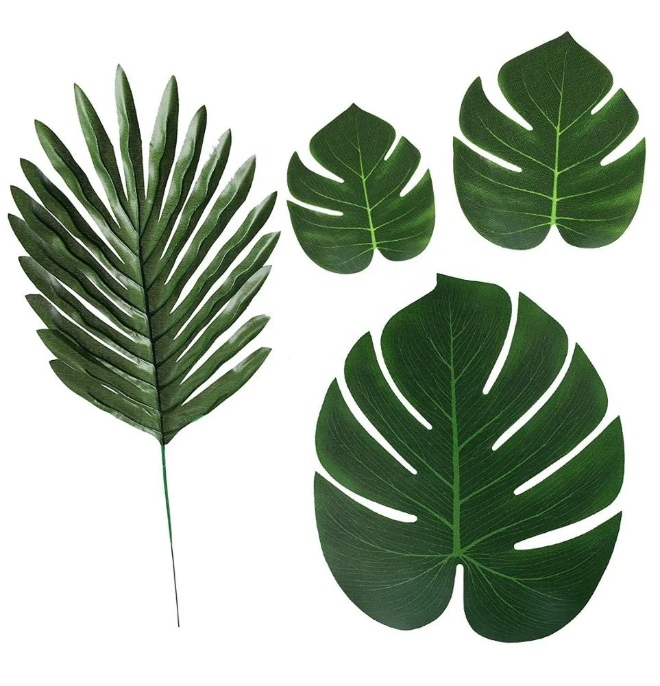 Gasea 24 pezzi artificiale tropicale foglie 33 cm e 20,3 cm finte foglie di palma per hawaiana Luau Jungle Beach Party decorazione