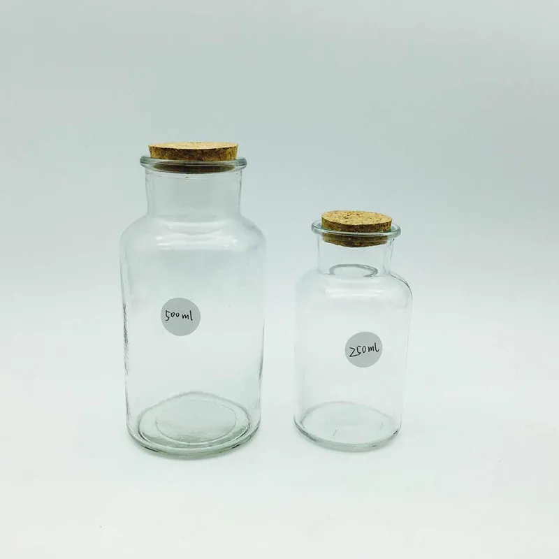 Jars Clear 250ml 500ml Apothecary Glass Bottle Apothecary Jar With Cork Lid
