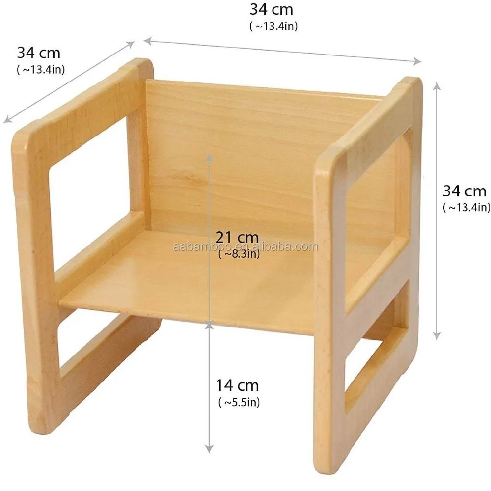 3 in 1 Children Multifunctional Bamboo Wood Kids Table and Chair Set