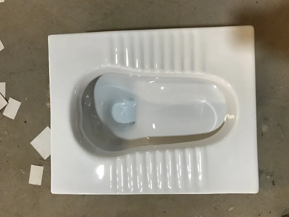 Public WC Used Type of Asian Bathroom Design Squatting Pan Toilet
