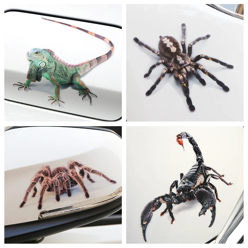 Скорпион ящерица. 3d наклейка паук. 3d паук наклейки на авто. Цветные наклейки на авто пауки. 3д наклейка Скорпион.