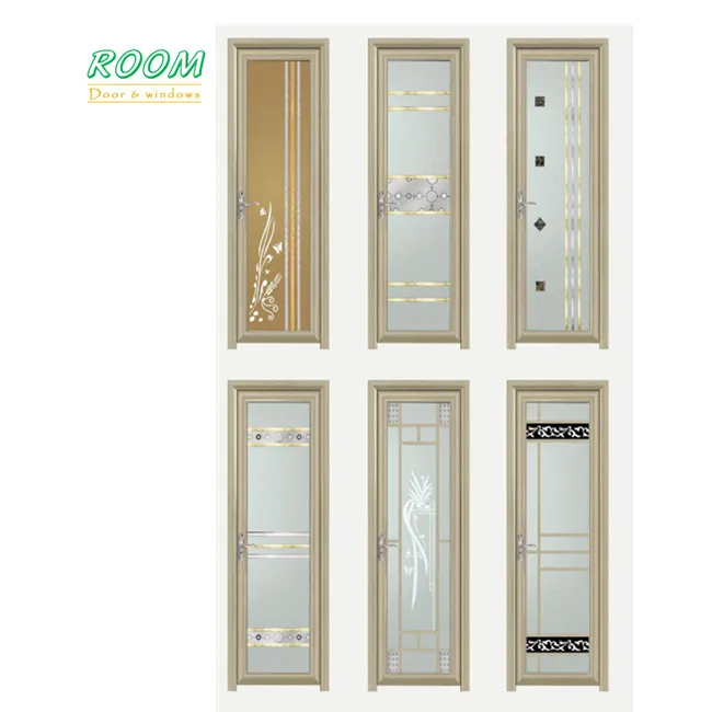Cheap Price Latest Model Aluminium Frame Frosted Glass Waterproof Bathroom Door