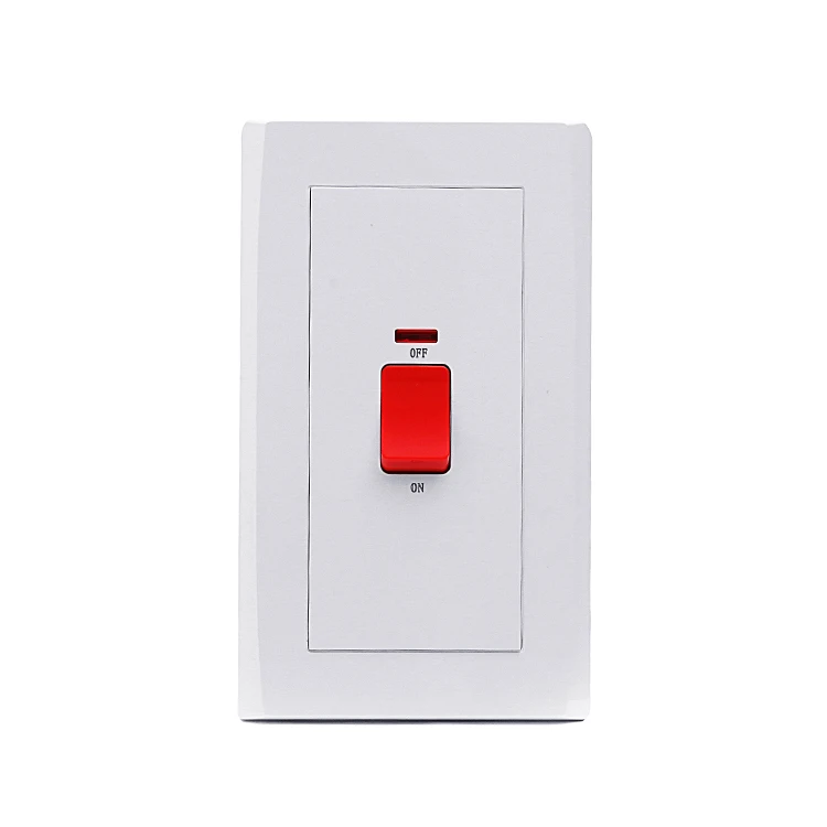 RTS UK Standard 45 a Switch With Neon LED Indicator Double Pole Power Cooker White High Quality Wall Switch