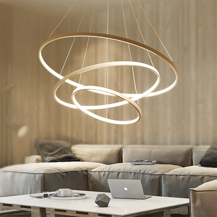 
 Светодиодный современный подвесной светильник с одним кольцом, люстра с металлическим кольцом, подвесной кольцевой светильник  